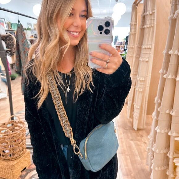 Two-Tone Sparkle Rhinestone Crystal Detachable Braided Handbag Strap - Picture 2 of 10